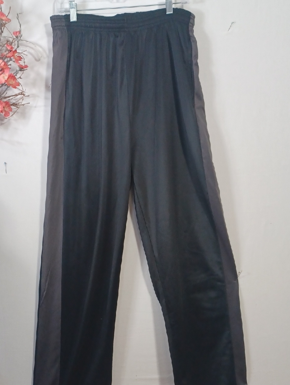 Women's Black Track Pants with Gray Side Panels